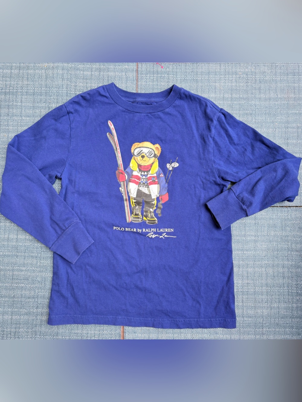 Ralph Lauren Kids Long Sleeve Ski Bear Tee - Royal Blue